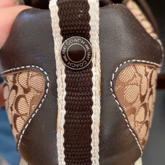 COACH Brown "Kelsie" Signature C Logo Sneakers Size 6.5 - Picture 10 of 13
